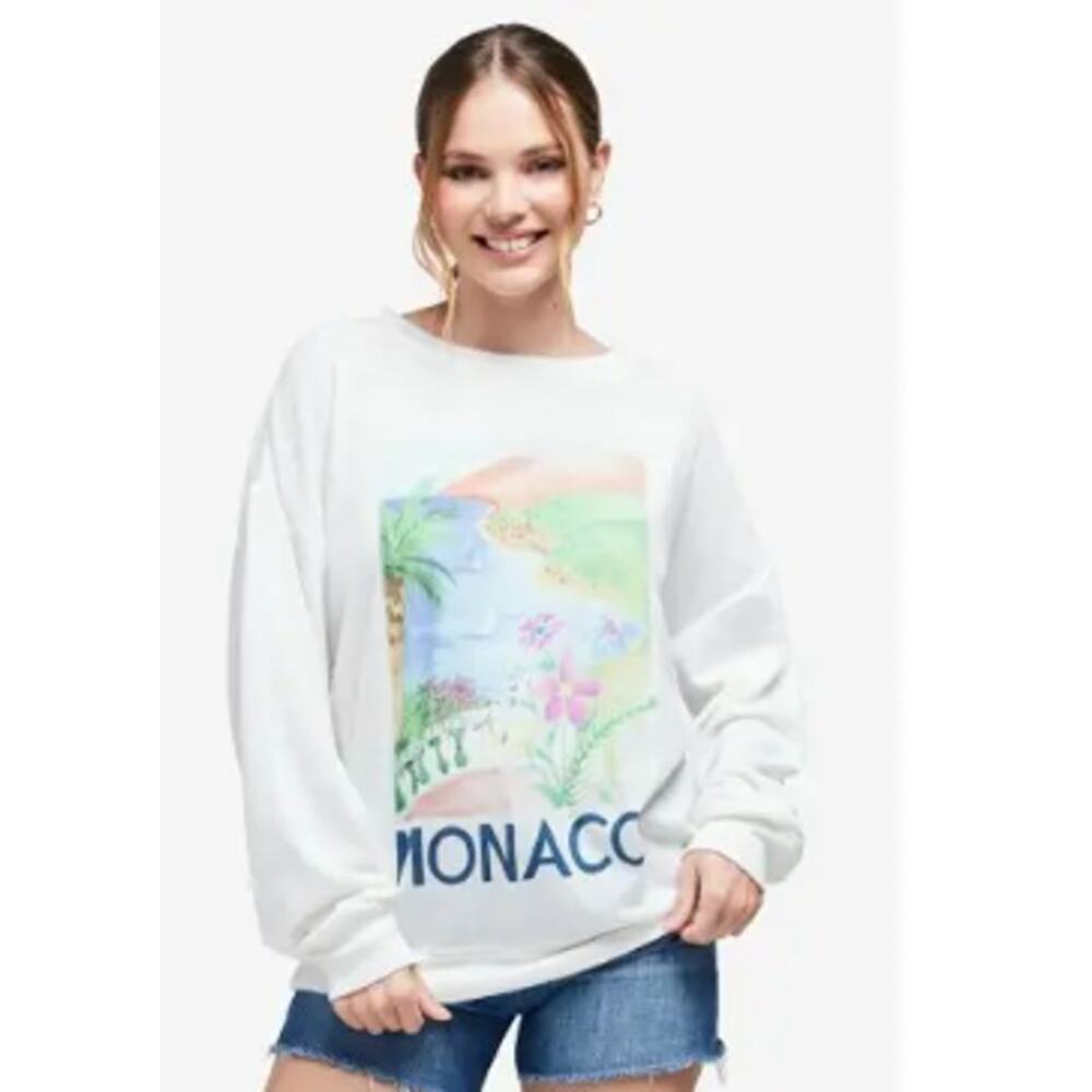 Wildfox Road Trip Sweatshirt Size Small Oversized Monaco Graphic Print Pullover